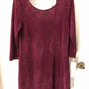 Three Pink Hearts red sparkly holiday dress. XL.